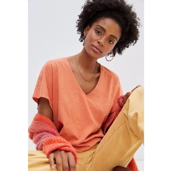 anthropologie // t.la cobie v neck orange tee - Picture 1 of 10